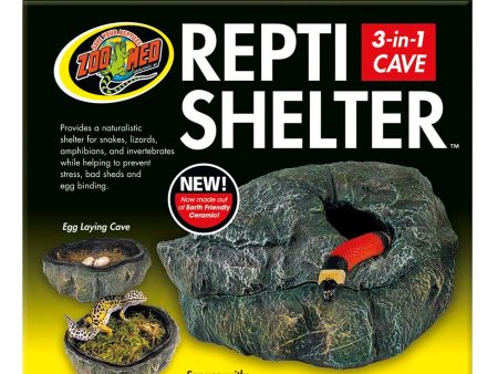 Zoo Med Repti Shelter 3-in-1 Cave Terrarium Hideaway Black 1ea 8 in, MD Supply