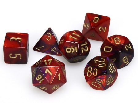 Gemini Purple-Red with Gold 7 Die polyhedral Discount