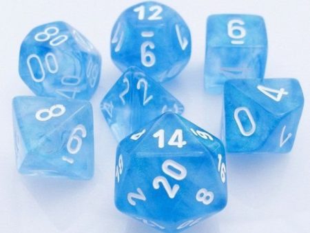 Borealis Polyhedral Sky Blue with White 7 die set Discount