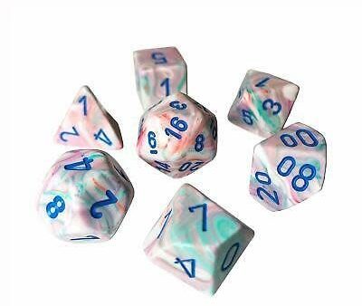 Festive Polyhedral Pop Art Blue 7-Die Set For Cheap