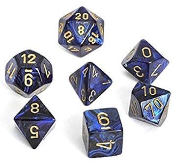 Gemini Blue-Green with Gold 7 Die polyhedral Online Sale