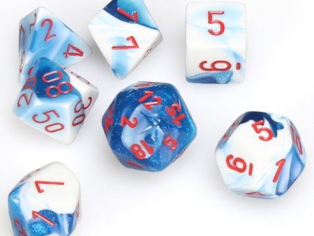 Gemini Astral Blue-White with Red 7 die polyhedral Online Hot Sale