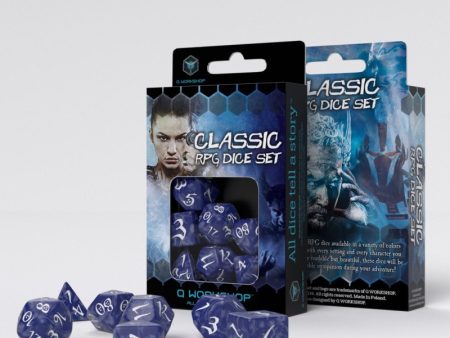 Classic RPG Cobalt & White Dice & die polyhedral Hot on Sale