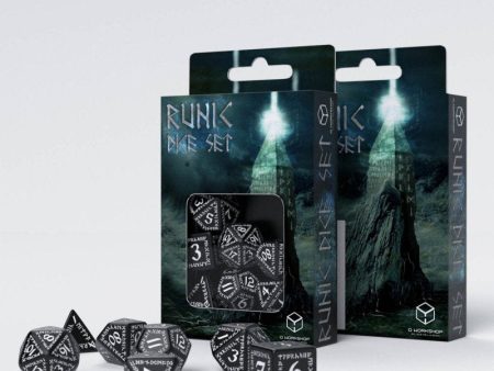 Black & White Runic Dice 7 Die polyhedral Hot on Sale