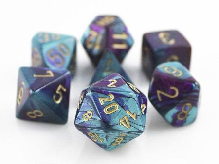 Dice Gemini Purple-Teal with Gold 7 Die Supply