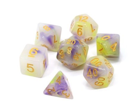 Dice Set - Jade Yellow + Purple Online Hot Sale