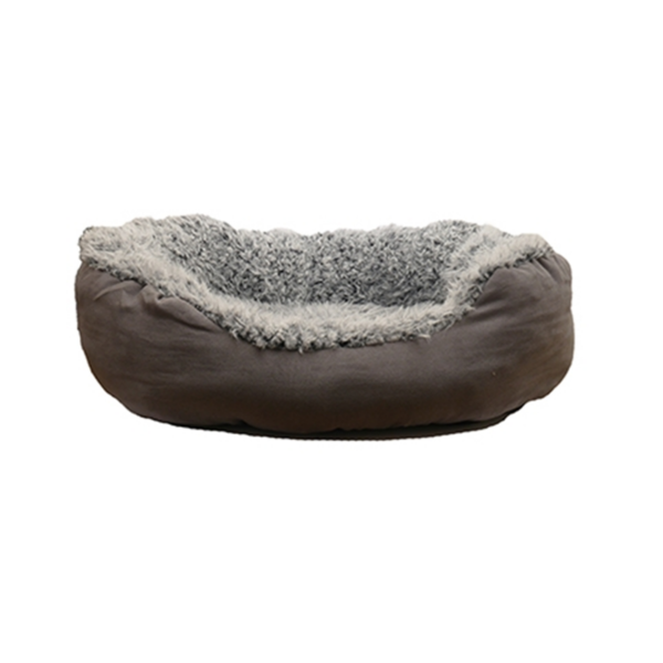 DOG BED GREY LION FAUX SUEDE OVAL on Sale